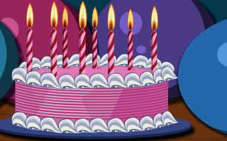 Birthday cake lit candles pink 2 - a birthday cake free wallpaper