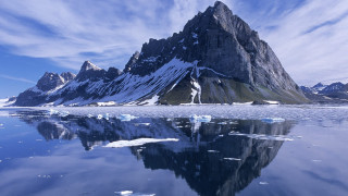 Mountain ice lake city sky 2 - ice free wallpaper