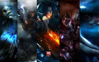 Futuristic suits cyberpunk energy glowing - a sery of images free wallpaper