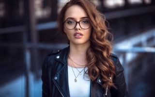 Elina karimova glasses blackjacket bluelight - art nouveau free wallpaper