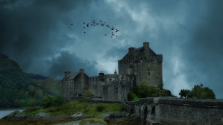 Castle birds cloudy gothic matte - a cloudy day free wallpaper