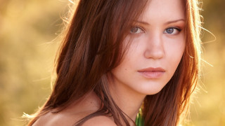 Woman longhair greenshirt portrait grass - a green shirt free wallpaper
