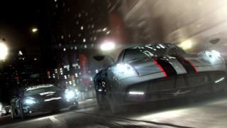 Racing cars city night fog - the air behind them free wallpaper