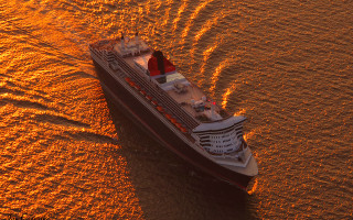 Cruise ship sunset water photorealism - unreal free wallpaper