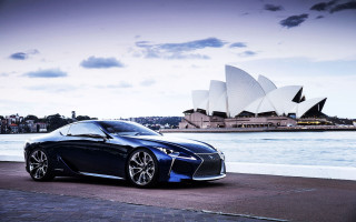 Blue sports car opera sydney - andrew law free wallpaper