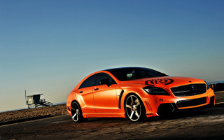 Orange car beach road life - hdri free wallpaper