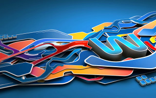 Colored stickers blue background abstract - elizabeth murray free wallpaper