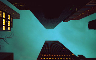 Tall building night city lights 2 - alson s. clark free wallpaper