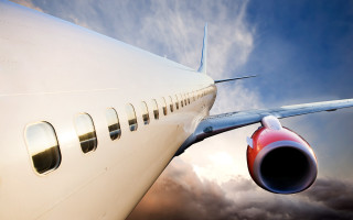 Plane wing clouds blue sky 3 - tail free wallpaper
