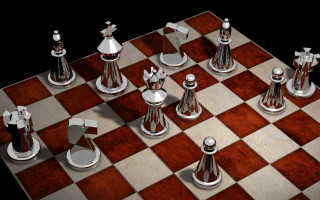 Silver chessboard raytraced precisionism black - ray free wallpaper