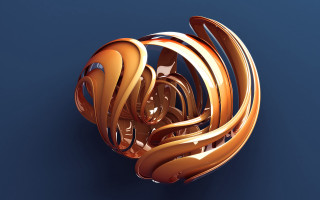 Gold silver rings 3d ball - generative art free wallpaper