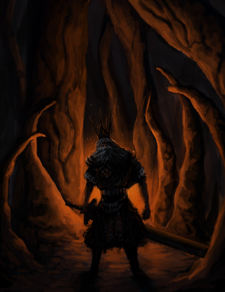 Man cave sword glowing head - a cave free wallpaper