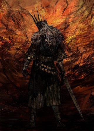 Man black outfit sword fire - smoke free wallpaper