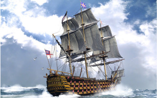 Large sailing ship ocean digital - digital painting free wallpaper
