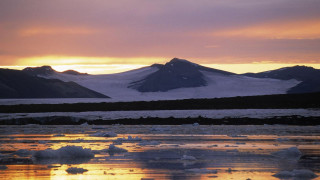 Sunset mountain range ice floes - ice flo free wallpaper