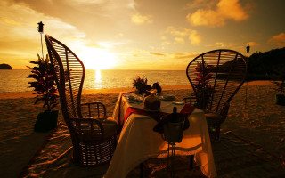 Beach dinner table ocean sunset - a view of the ocean free wallpaper