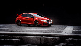 Red car dark street lights - its light free wallpaper