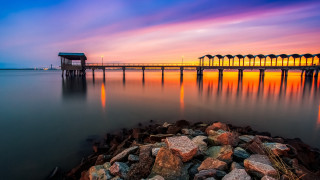 Pier distant skyset mystical colors - mystical free wallpaper