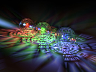 Glass balls holographic raytraced planet - ray free wallpaper