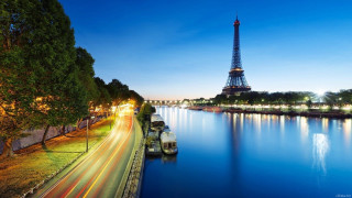 River boat tower night cityscape - impressionist free wallpaper