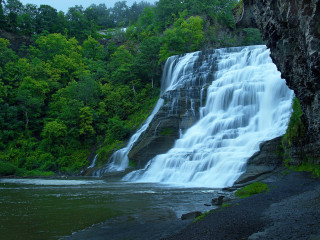 Waterfall river forest trees tilt - a large waterfall free wallpaper