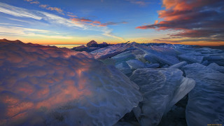 Sunset mountain ice snow clouds 2 - ice free wallpaper