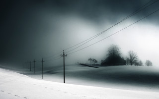Snowy landscape power lines hill - derold page free wallpaper