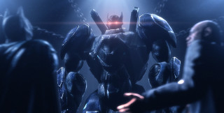 Man suit robot dark room - a robot free wallpaper