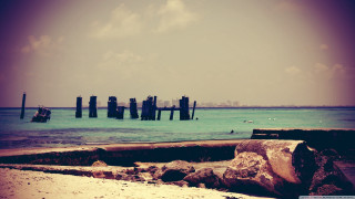 Boat water pier beach rocks - the shore free wallpaper