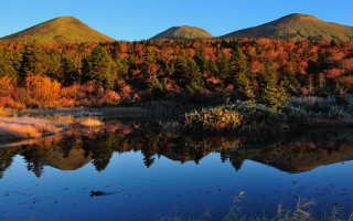 Lake trees mountain sky autumn - murata range free wallpaper