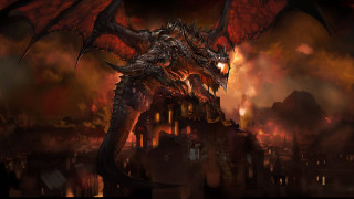 Fire dragon city ruins embers - dragon art free wallpaper