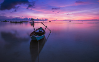 Boat water sunset dock purple - sunset free wallpaper