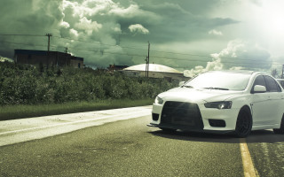 White car road cloudy sky - daryush shokof free wallpaper