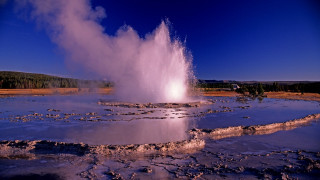 Geyser trees blue sky dusk - water free wallpaper for desktop
