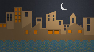 City halfmoon wave night sky - a city free wallpaper