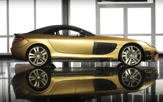 Gold car shiny room reflection - unreal free wallpaper