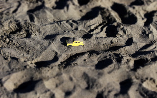 Yellow object sand dunes beach - tilt shift free wallpaper