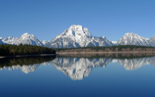 Mountain range reflection lake sky 5 - widescreen free wallpaper