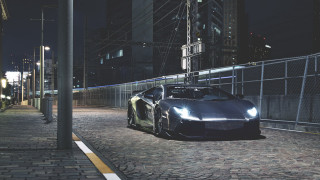 Car fence city night 3d - andrew law free wallpaper
