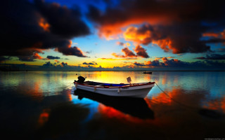 Boat sunset clouds water dawn 3 - sunset free wallpaper