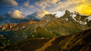 Mountain range clouds sunset ocean - didier mouron free wallpaper