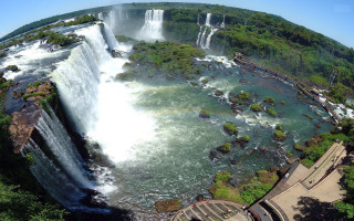Waterfall bridge river nature landscape - a bridge over free wallpaper