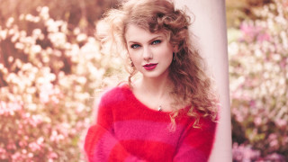 Woman red sweater pink flower - flower and trees free wallpaper