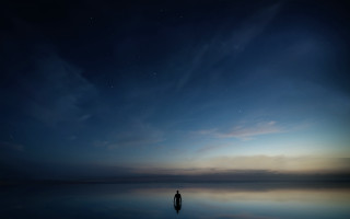 Starry night water astronomy moonlight - the middle of a body free wallpaper