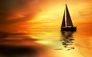 Sailboat ocean sunset reflection magical - sunset free wallpaper