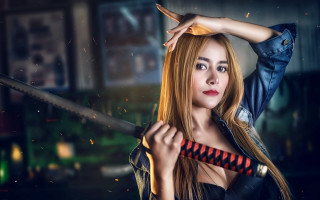 Woman knife fire cosplay artgerm - cosplay free wallpaper