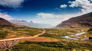 Mountain valley river road city - scenic free wallpaper