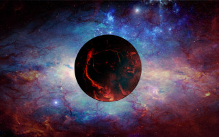 Space astronaut moon stars nebula - a black circle free wallpaper