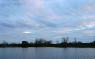 Lake ducks clouds trees mountains - a few duck free wallpaper