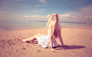 Beach woman blonde hair sunset - the wind free wallpaper
